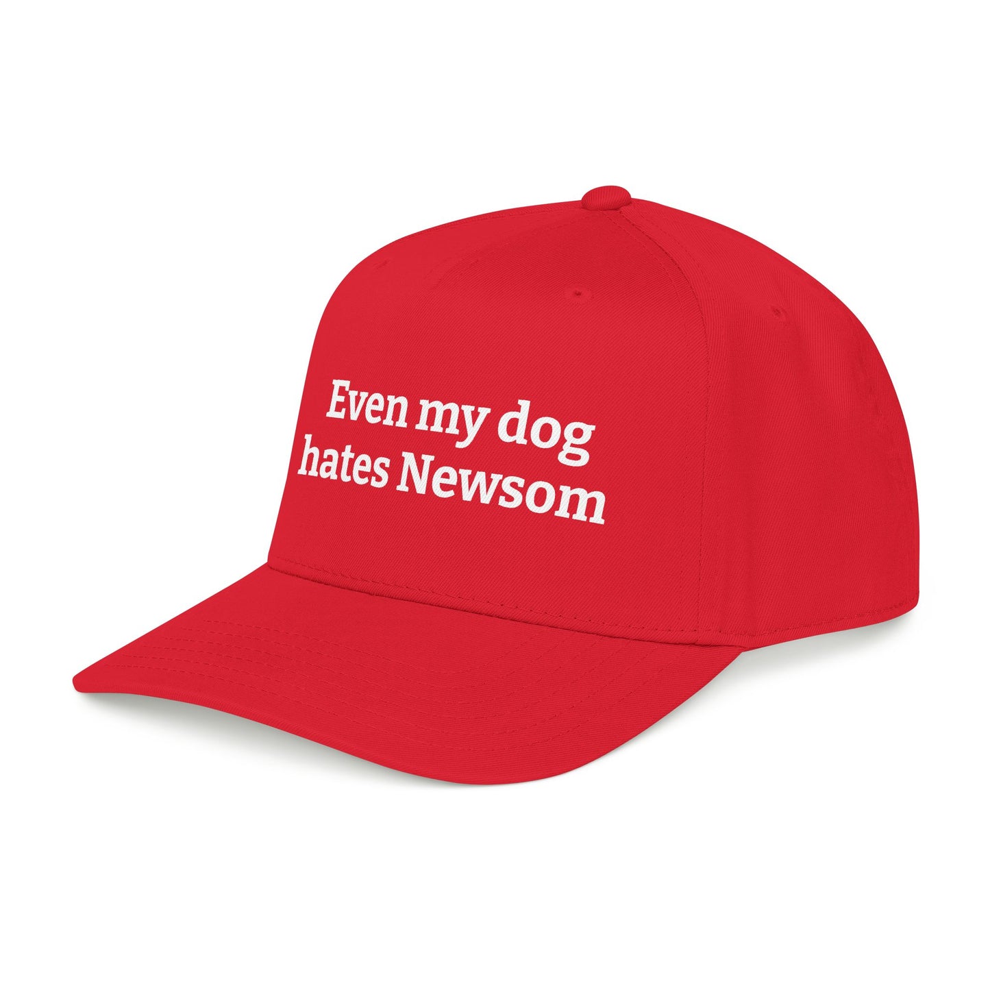 Even My Dog Hates Newsom Baseball Cap — Political Statement Red Hat