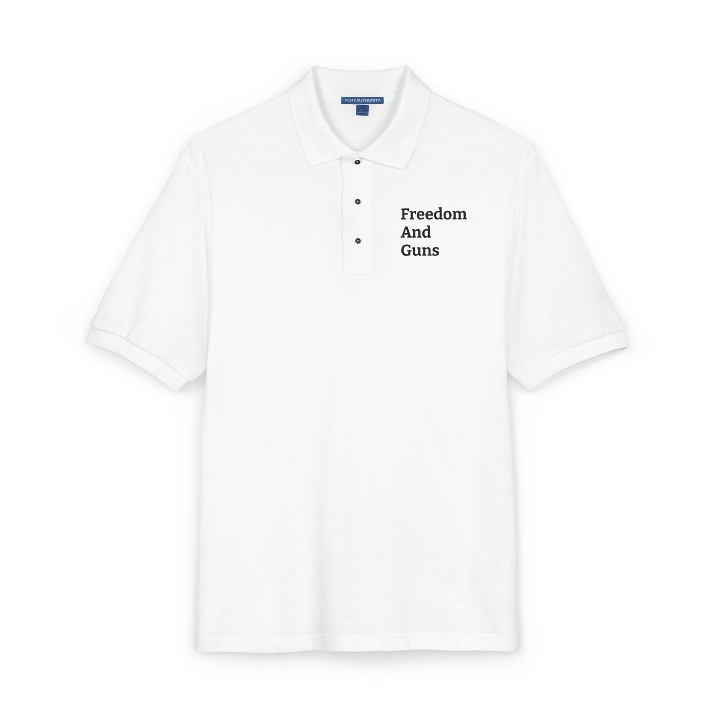 Embroidered Polo — "Freedom And Guns" Chest Logo