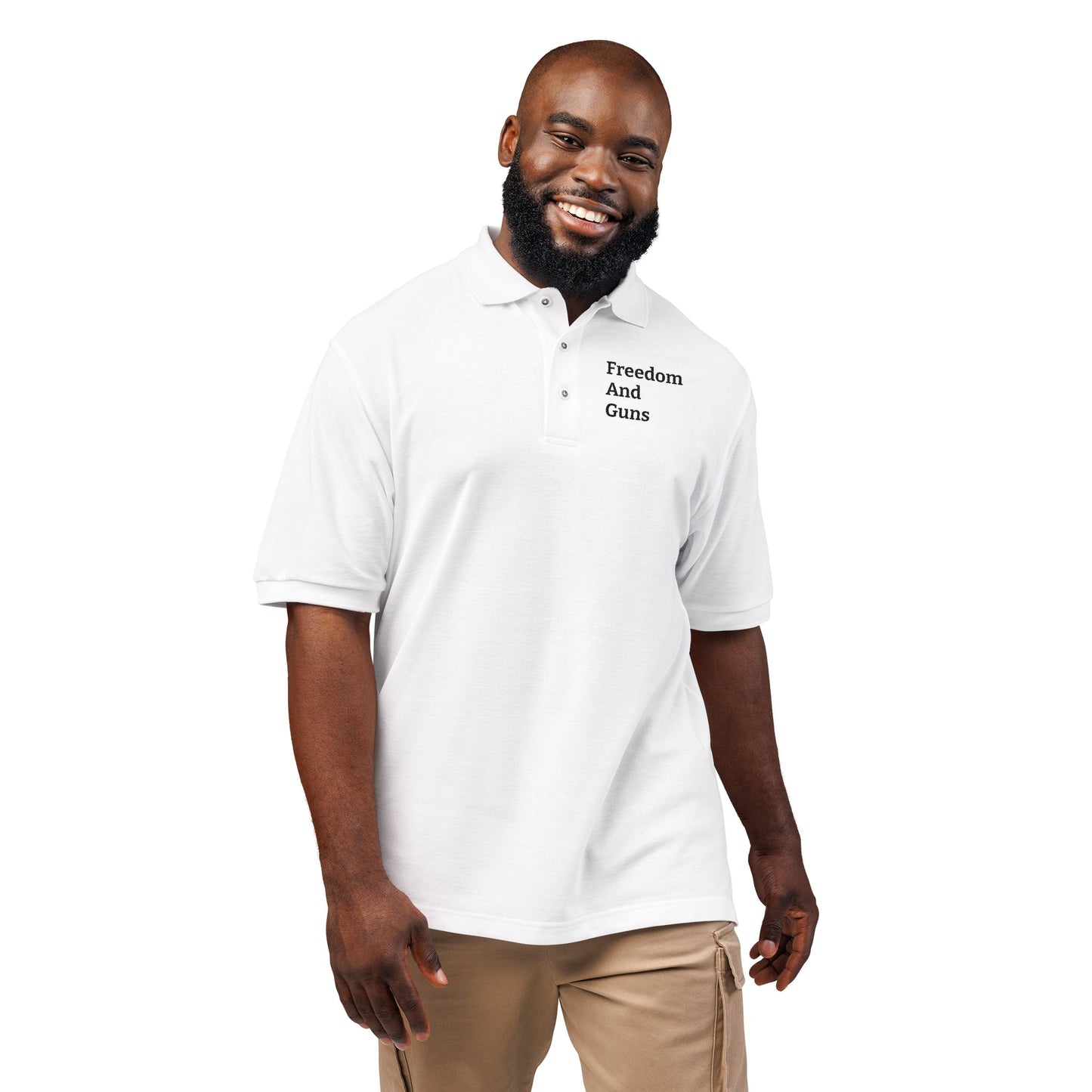 Embroidered Polo — "Freedom And Guns" Chest Logo