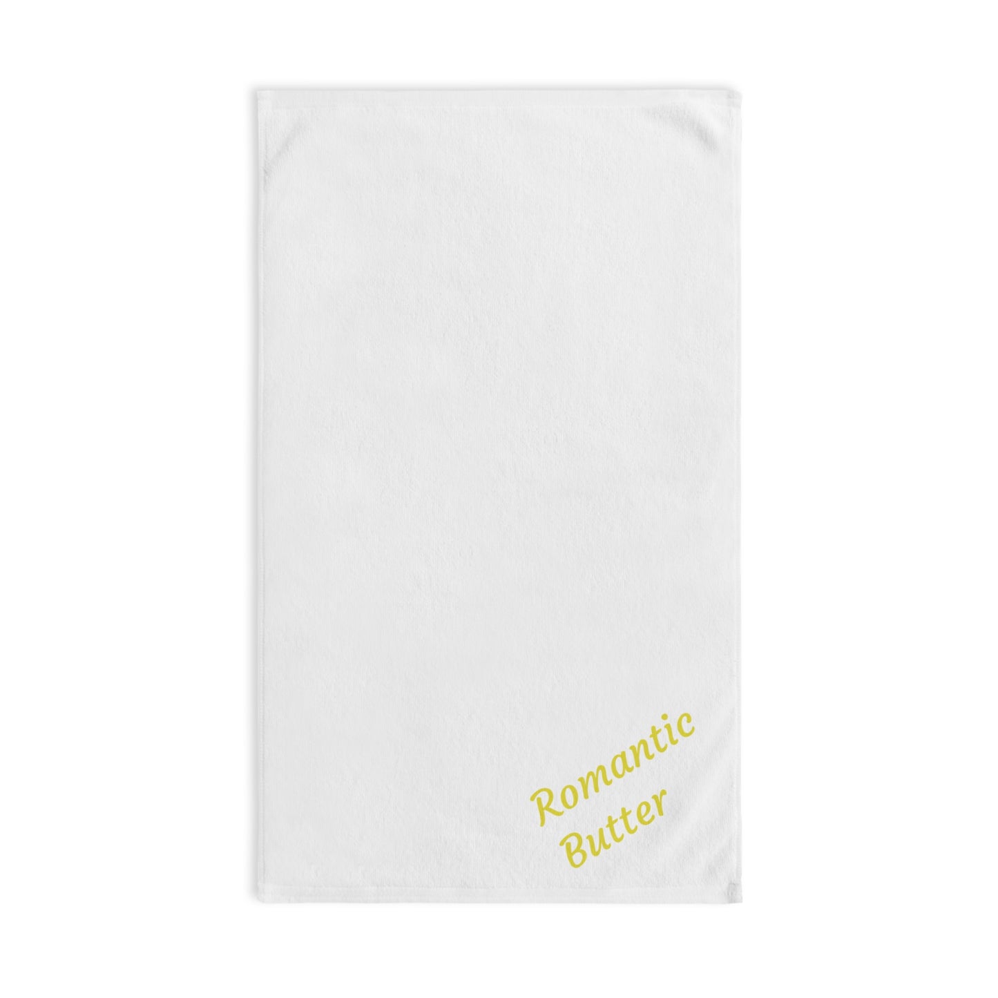 Romantic Butter Hand Towel — Cute Yellow Script Kitchen or Bath Accent