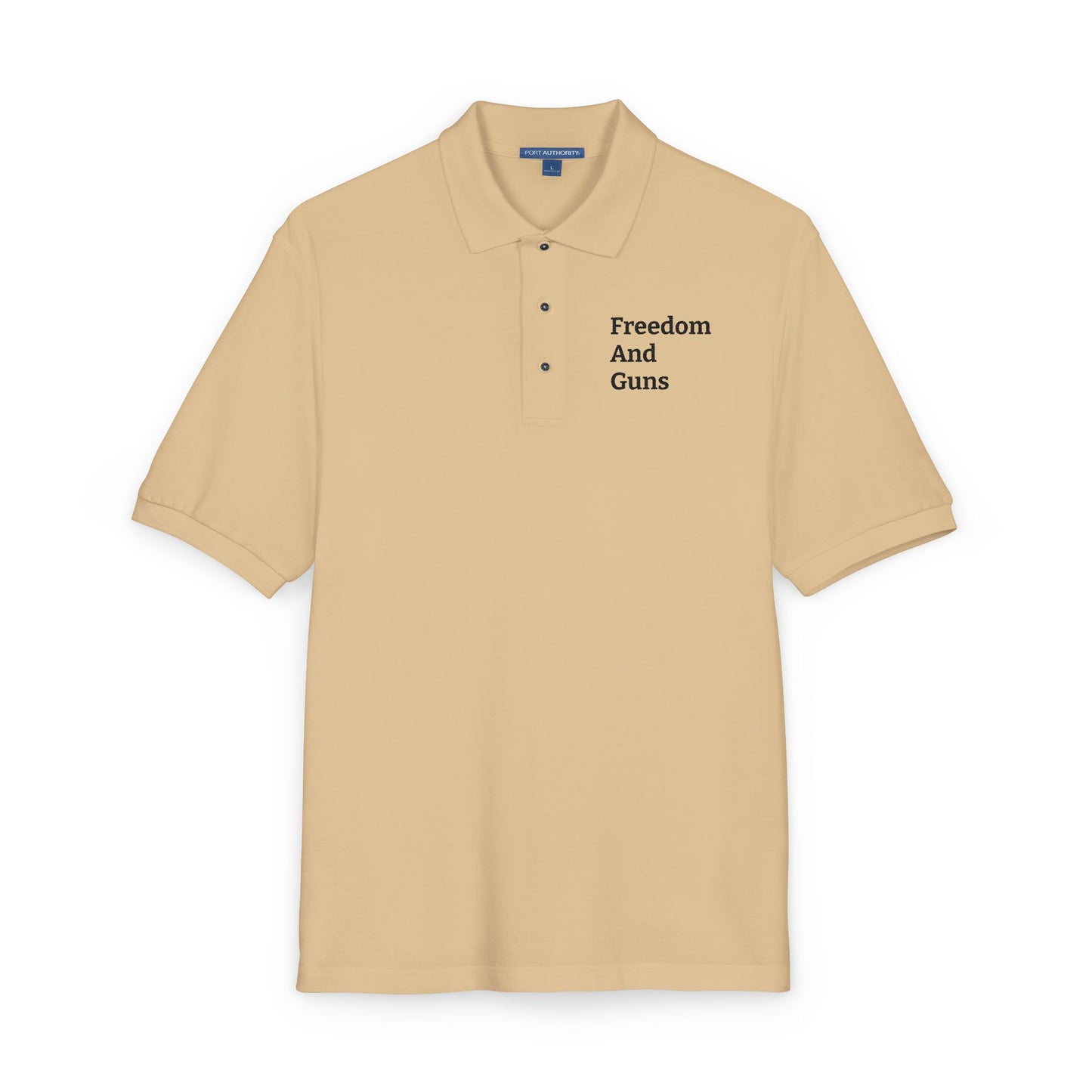 Embroidered Polo — "Freedom And Guns" Chest Logo
