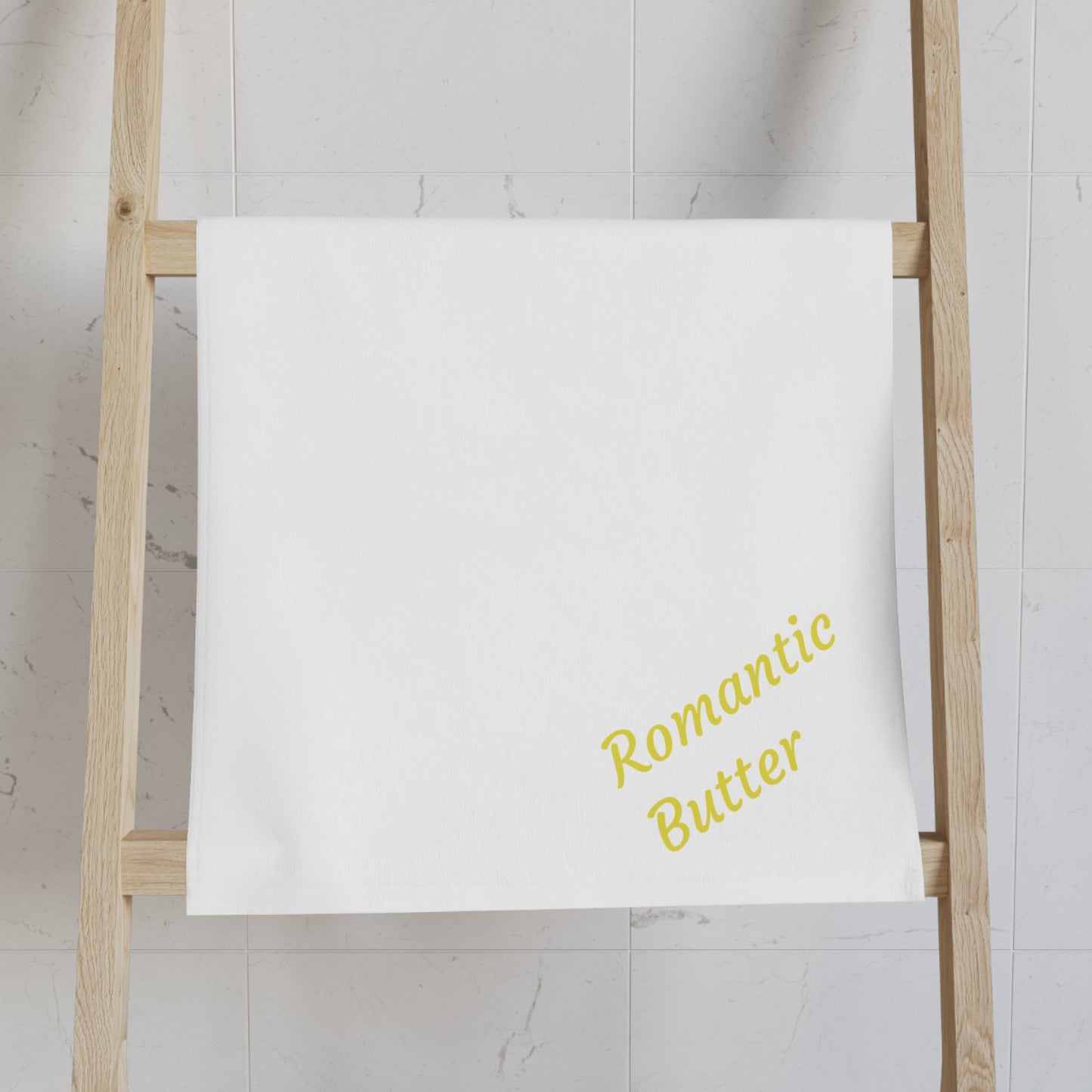 Romantic Butter Hand Towel — Cute Yellow Script Kitchen or Bath Accent