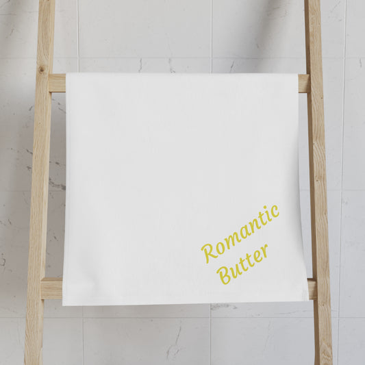 Romantic Butter Hand Towel — Cute Yellow Script Kitchen or Bath Accent