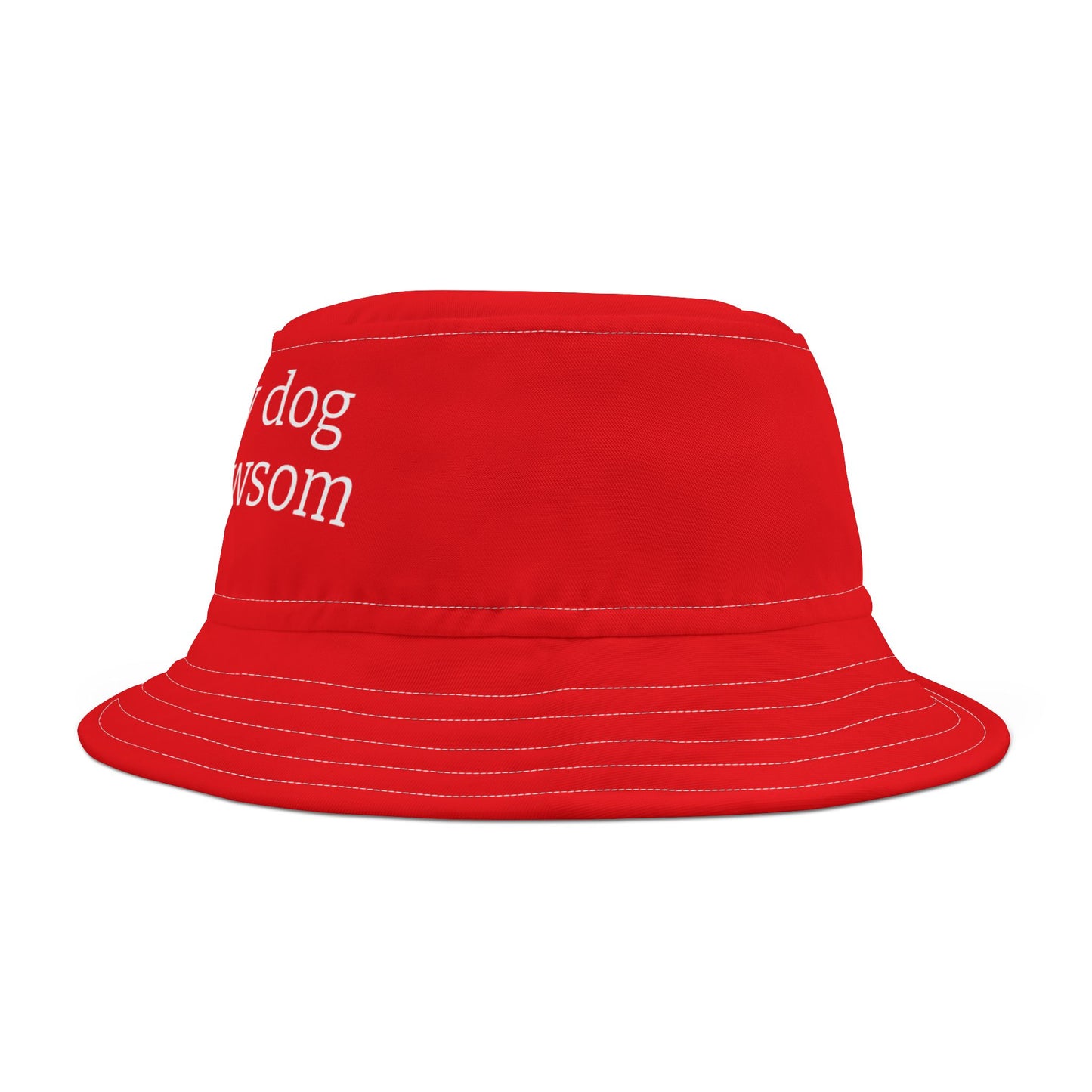 Bucket Hat — "Even My Dog Hates Newsom" Red Political Statement