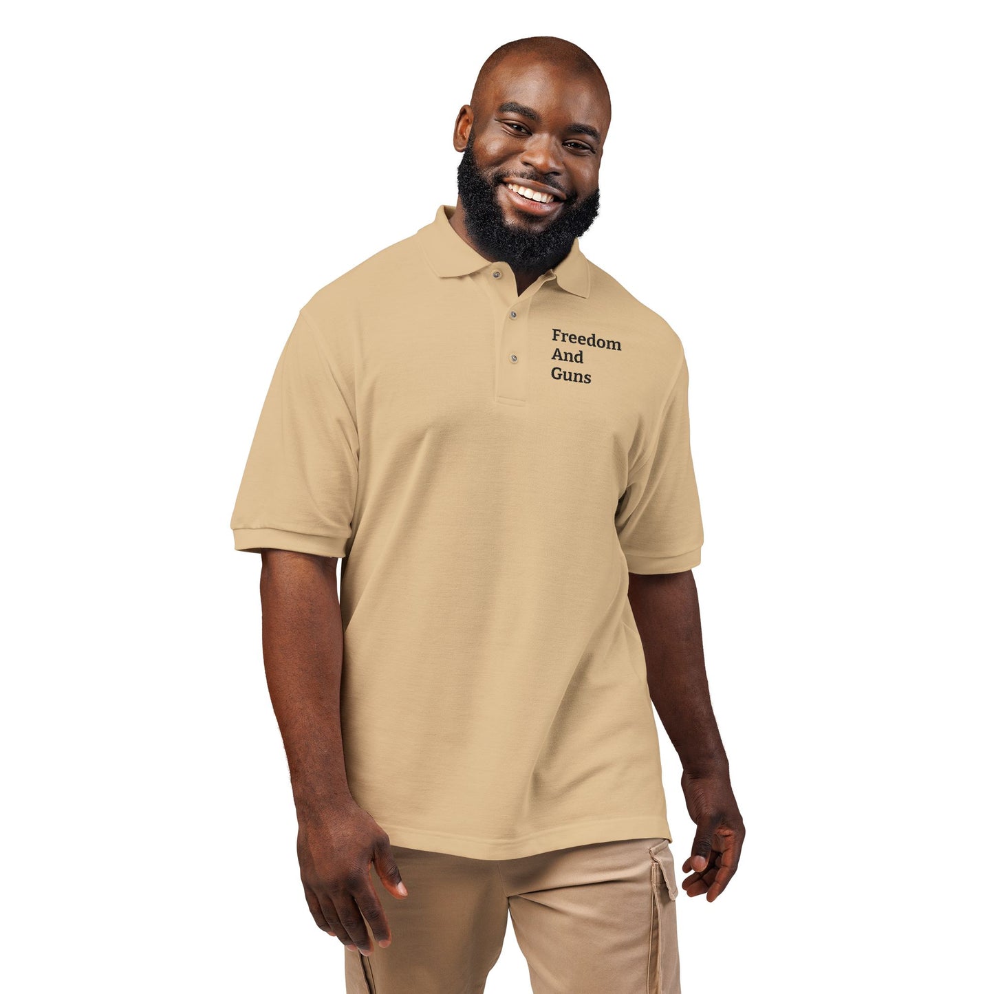 Embroidered Polo — "Freedom And Guns" Chest Logo