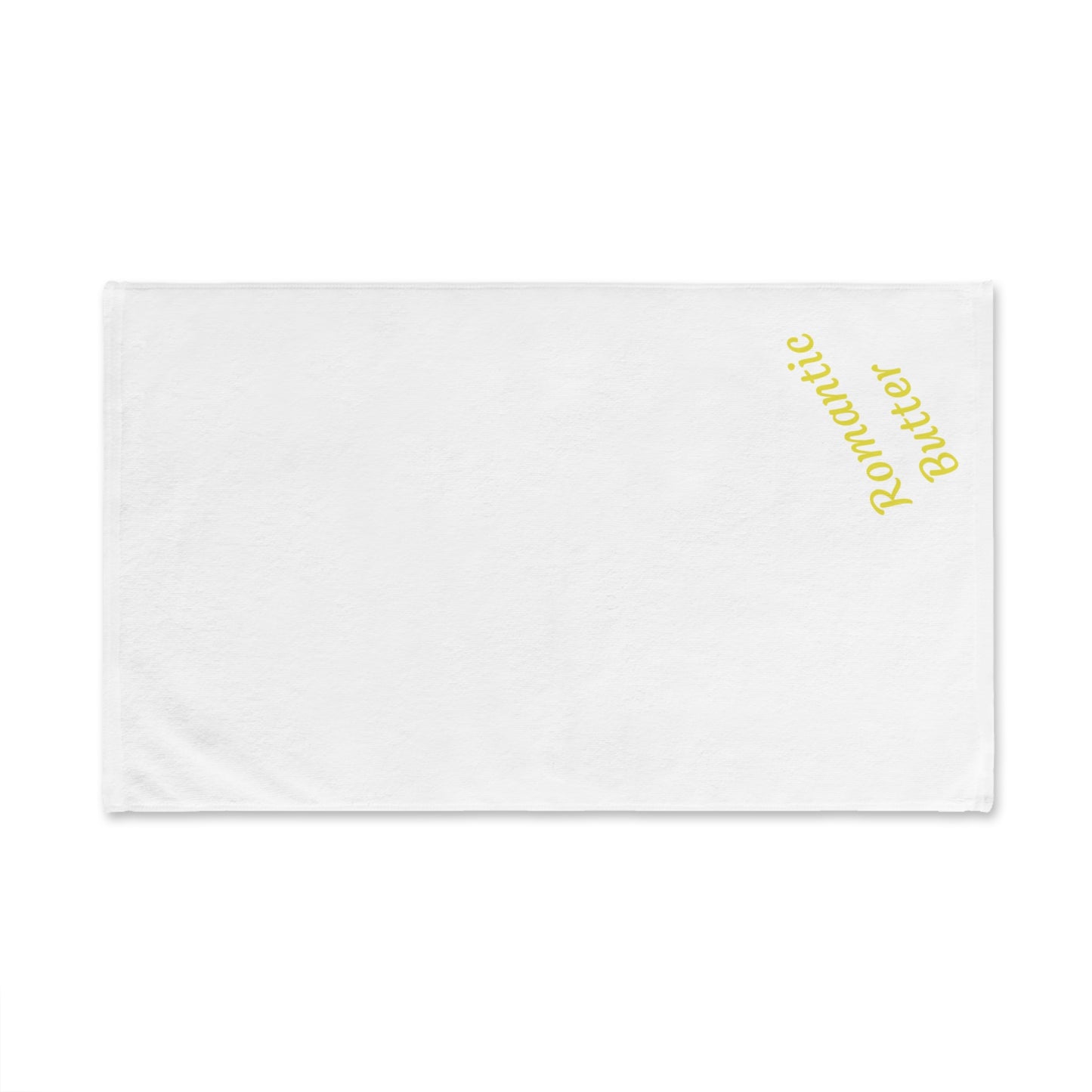 Romantic Butter Hand Towel — Cute Yellow Script Kitchen or Bath Accent